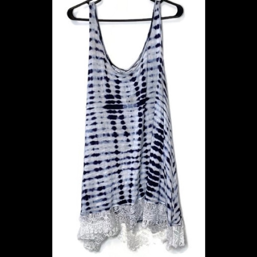 Tie dye lace hem tank top